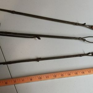 Antique wooden handle campfire tools